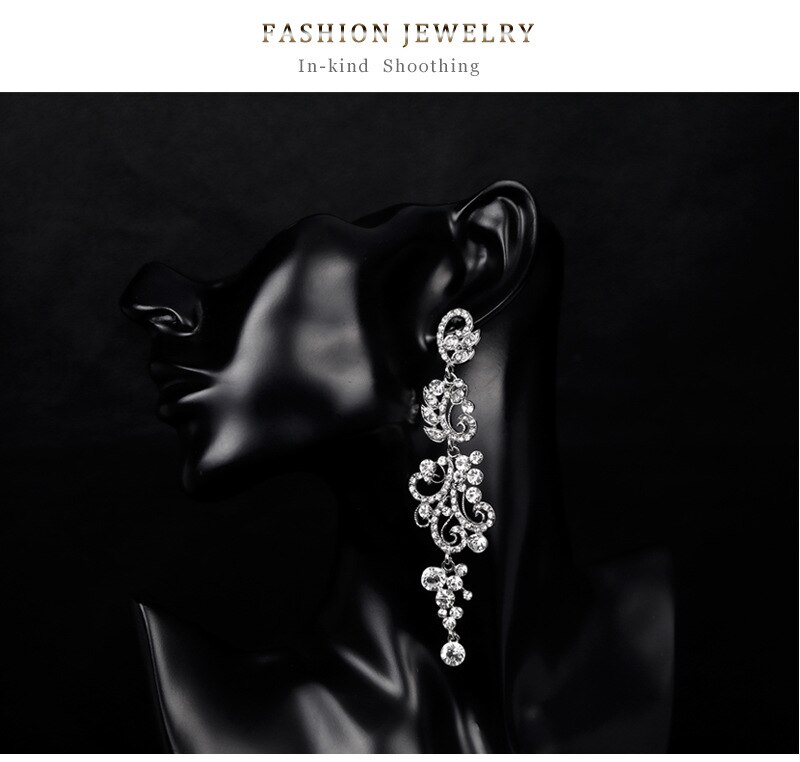 Crystal Zirkoon Wedding Oorbellen Voor Vrouwen Koreaanse Mode Strass Bridal Lange Dangle Oorbellen Sieraden BA050: BA229