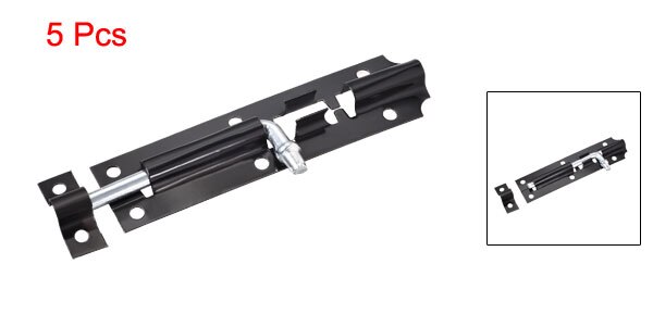 uxcell Door Slide Latch Lock, 5-inch Iron Security Barrel Bolt in Black, 5 Pcs: Default Title