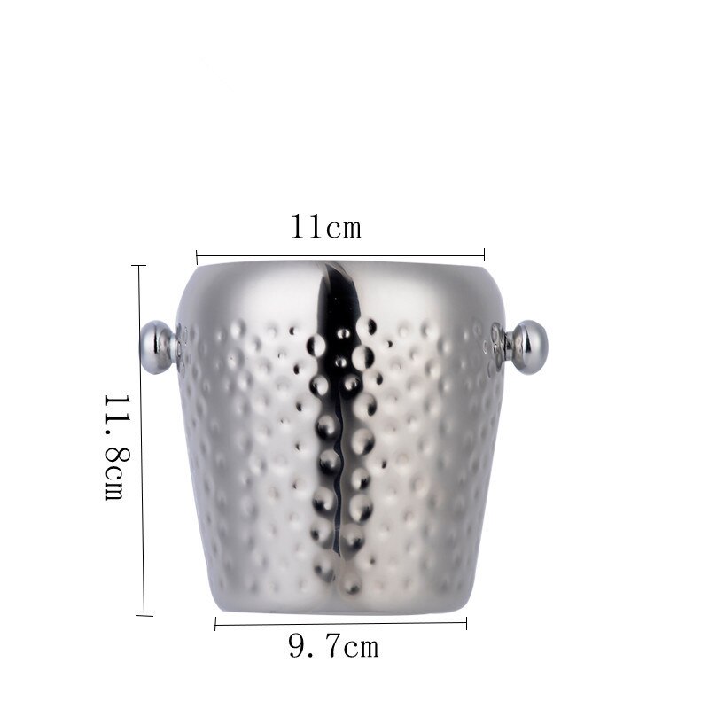 Gyllene färg rostfritt stål bar is hink två handtag champagne hink vin spotta vin fat behållare ktv club bar vin rack: Silver 1l