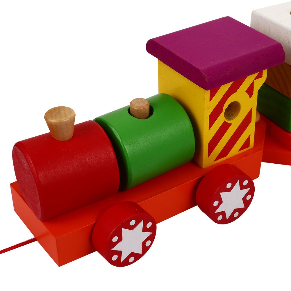 Kleurrijke trein rollenspel speelset decoratie accessoires houten kinderen 17- delig