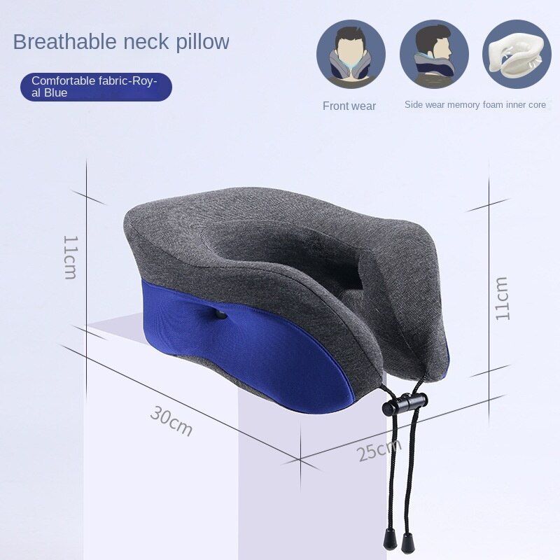 U Shaped Breathable Travel Pillow Portable Neck Car Plane s Stretcher Ring Bearer: royal blue