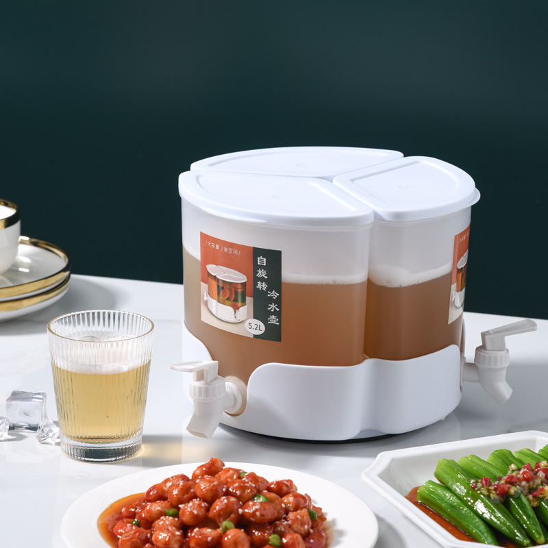 Rotating Jug Refrigerator Refrigerated Juice Jar With Faucet Cold Water Pitcher Large Capacity 5.2L Home Cold Water Bucket Jugs