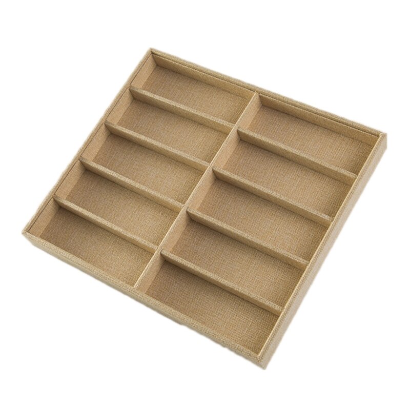 Caja de gafas de sol organizador de gafas estuche de exposición coleccionista caja de anteojos caja para almacenar lentes de sol: 10 Grid Jute
