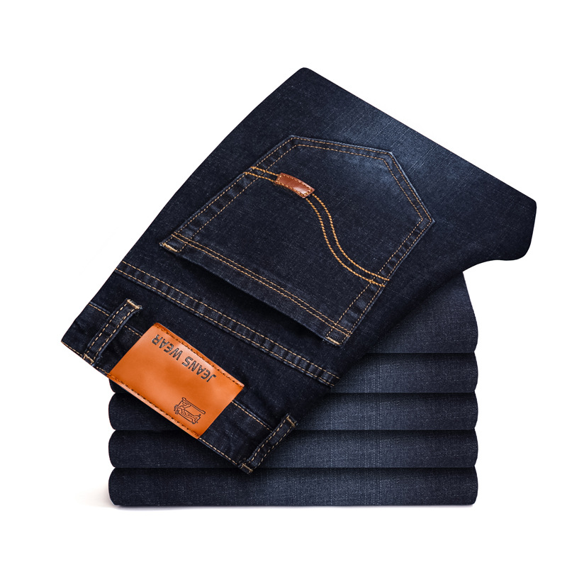 2022 mænd stretch jeans mandlige klassiske elasticitet business jeans mænd komfortable solide slanke lige lange denimbukser