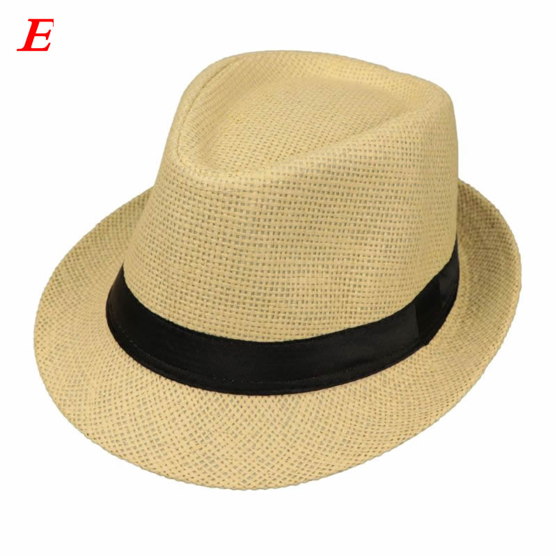 Børn børn sommer strand stråhat jazz panama trilby fedora hat gangster kasket udendørs åndbare hatte piger drenge solhat: E