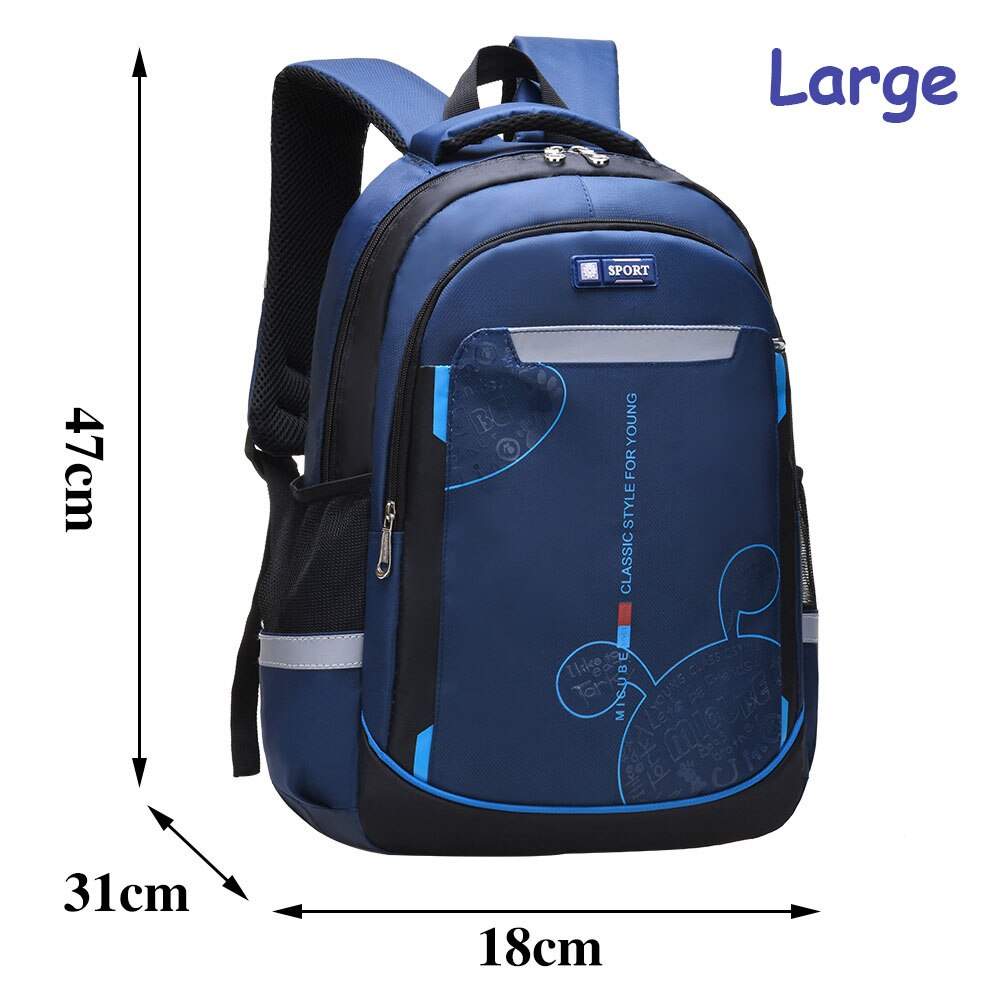 Sac à dos d'école pour adolescents, grande capacité, pour garçons et filles, avec dessin animé, pour hommes et femmes,: large  navy