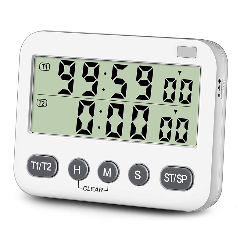 Dual Timer with 3-Level Adjustable Alarm Volume&amp;ON/OFF Switch Digital Kitchen Count Down/Up Stopwatch Timer for Cooking: Default Title