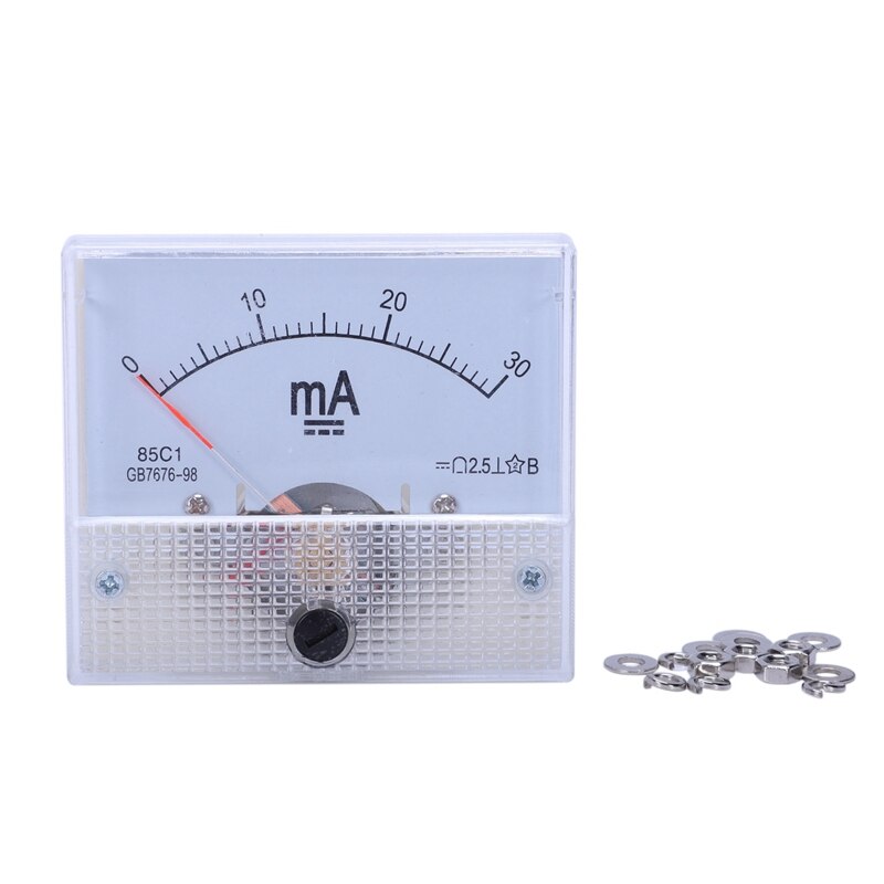 2X DC 0-30MA Analog Current Panel Meter Ammeter 85C1 30MA, White
