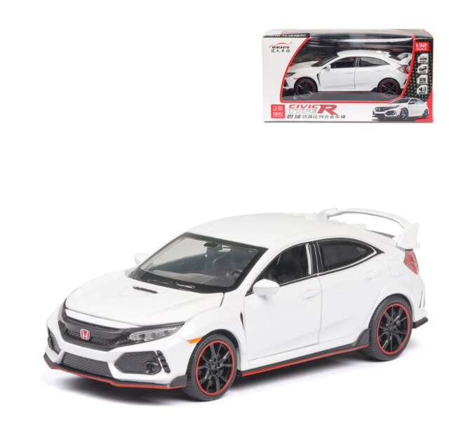 Toy 1:32 HONDA CIVIC TYPE-R Diecasts &amp; Vehicles Metal Car Model Sound Light Toys For Children Christmas Collection: White With Box