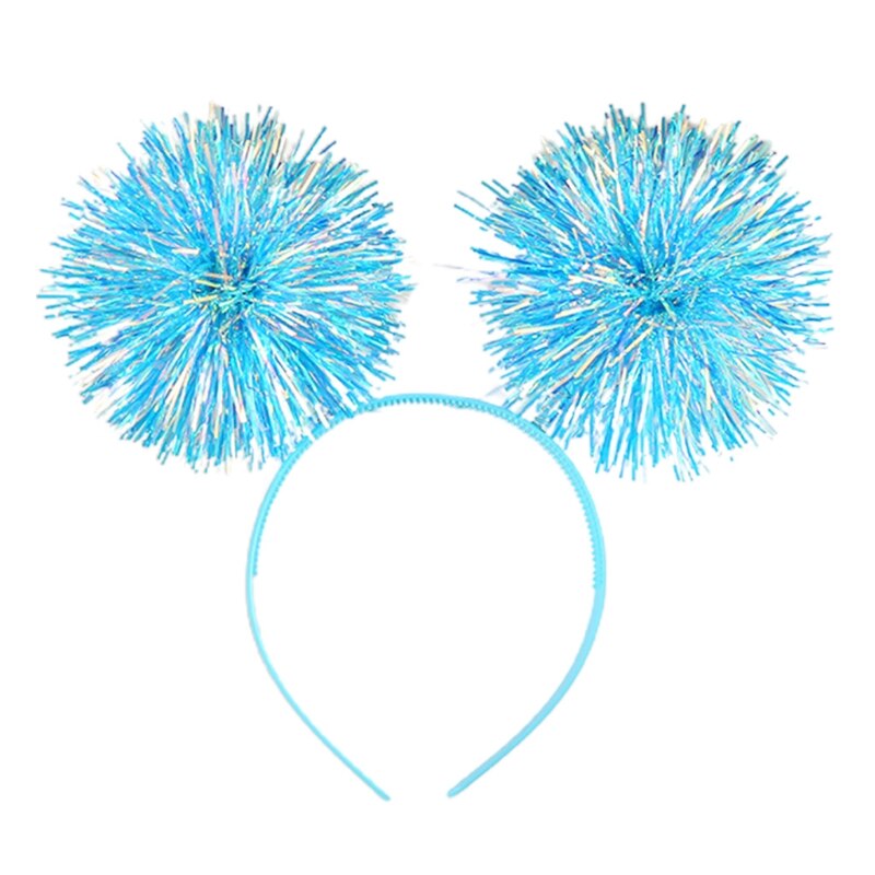 Serre-tête en plastique brillant pour femmes et filles, bandeau en forme de pompon brillant, cerceau pour cheveux de Festival, pour fête, spectacle, couvre-chef unisexe M6CE: Blue