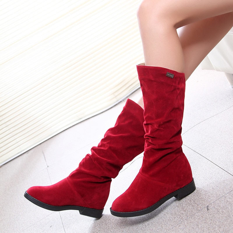 Bottes de neige hautes pour femmes, chaussures d'hiver, confortables, noir, rouge, YX1749, , décontracté