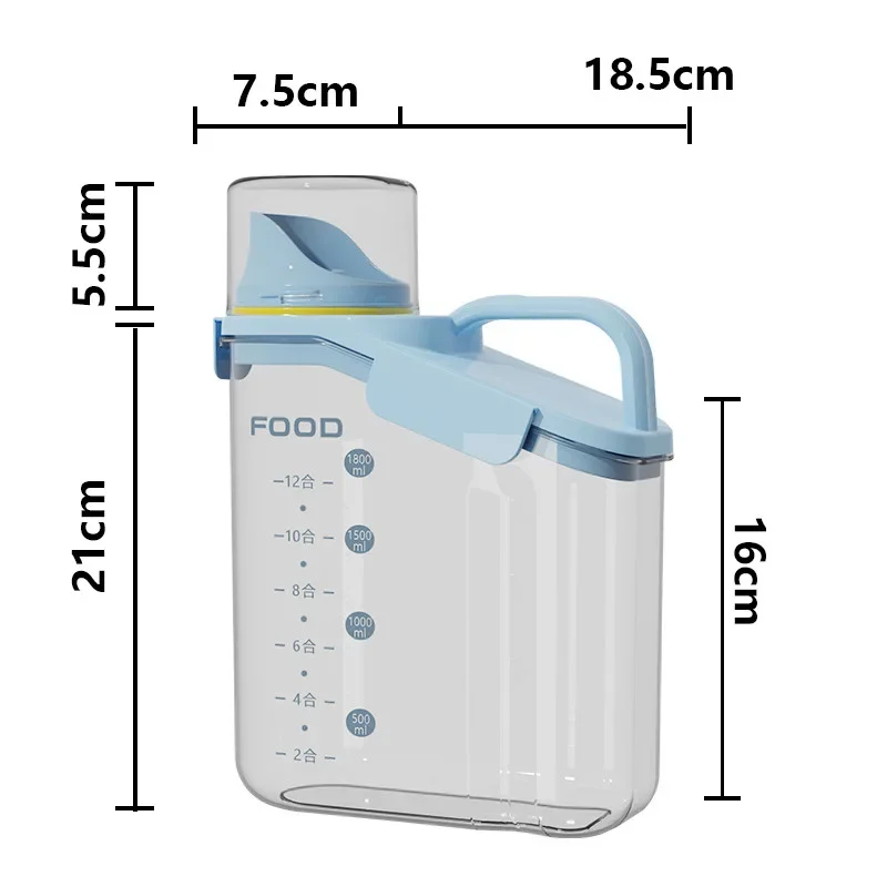 Grandes tasses doseuses à bec verseur pour céréales, stockage compact des aliments secs, transparent, laqué fl.oz, 1,5 l: Marron