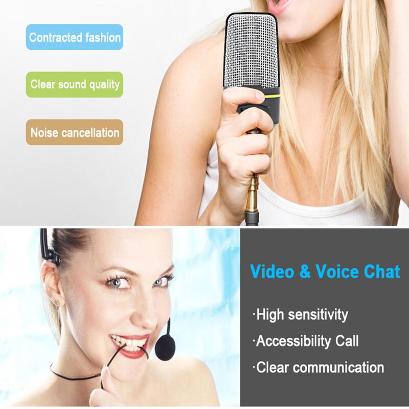VOXLINK – Microphone de Studio à condensateur, avec support trépied 3.5, SF-920 mm, pour enregistrement sur PC