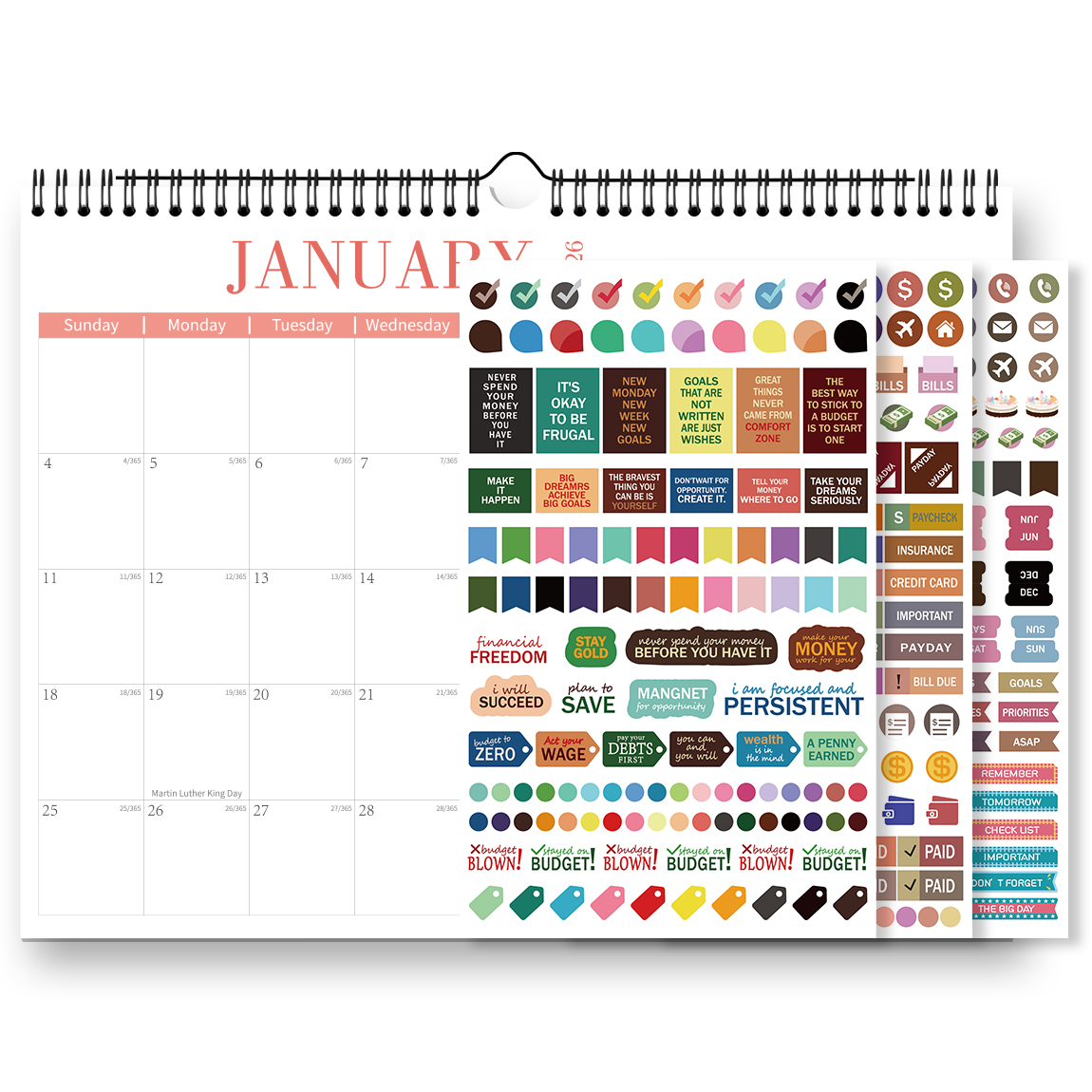 Kalendarz minimalistyczny na lata 2026-2027, kalendarz ścienny poziomy, 18 miesięcy z aktualnymi datami, robić powieszenia, planowanie miesięczne.: Kości słoniowej