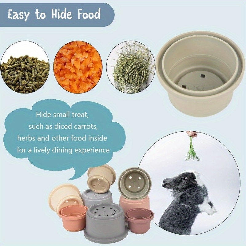 8 stuks stapelbekers voor konijnen, chinchilla's en cavia's - veelkleurig herbruikbaar plastic nestspeelgoed, 8 verschillende maten voor Fo