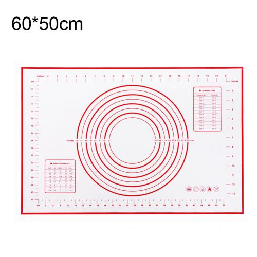 Mjuk silikon non-stick knådning rullande degmatta hög temperaturbeständighet bakplatta bakmatta köksbaktillbehör: 60 x 50cm
