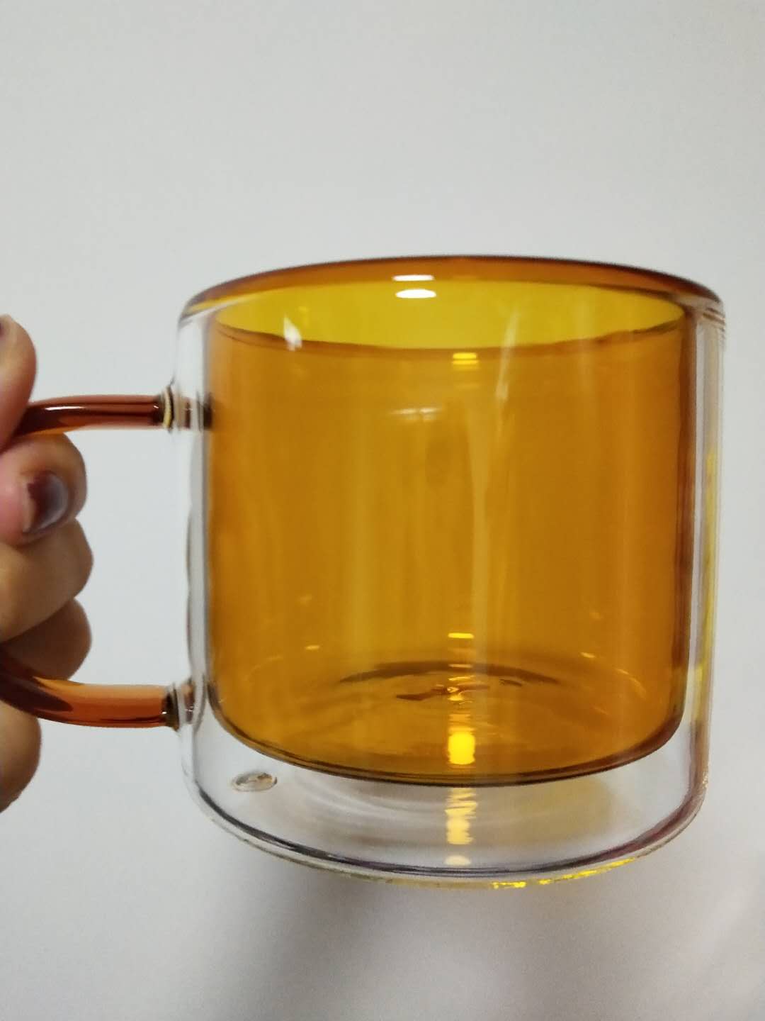Farve gennemsigtig glas kaffekop høj borosilikat med håndtag havregryn morgenmad kop varmebestandig te kop hjemme kaffe kop: 1 stk gul