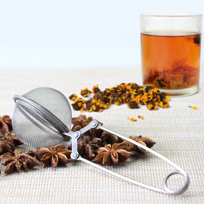 Tea Infuser In Mesh Strainer Stainless Steel Handle Tea Ball Infuser Filter Teaspoon Strainer Metal Tea Tools Kitchen