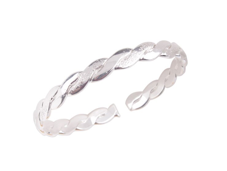 3PCS Bright Silver Color Plate Cuff Bangle Bracelet: Alternate Design
