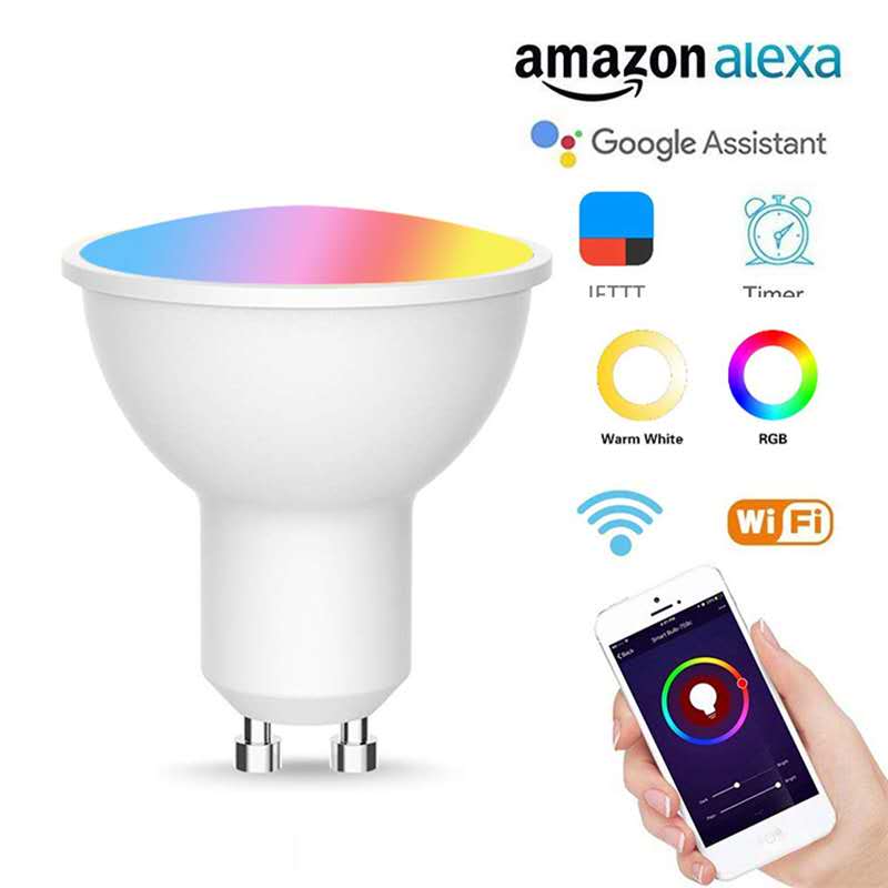 GU10 Wifi Slimme Lamp Rgb + Cw Compatibel Met Alexa Google Home App Smart Leven Controle Automatische Thuis dimbare Lampen