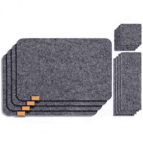 12 Pcs Rechthoek Vilt Placemat Multifunctionele Praktische Handige Cup Coaster Keuken Placemats Set Goedkope: Dark Gray