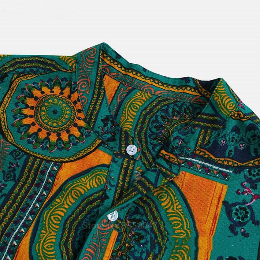 African Clothes News Men Dashiki Print Summer Shirts Bazin Riche Tribal Male Hip Hop Ethnic Short Sleeve Clothing