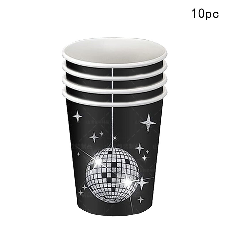 10Guests Disco Silver Ball Disposable Tableware Silver Plates Disco Black Napkin Adult Disco Theme Happy Birthday Party Decor: Light Grey