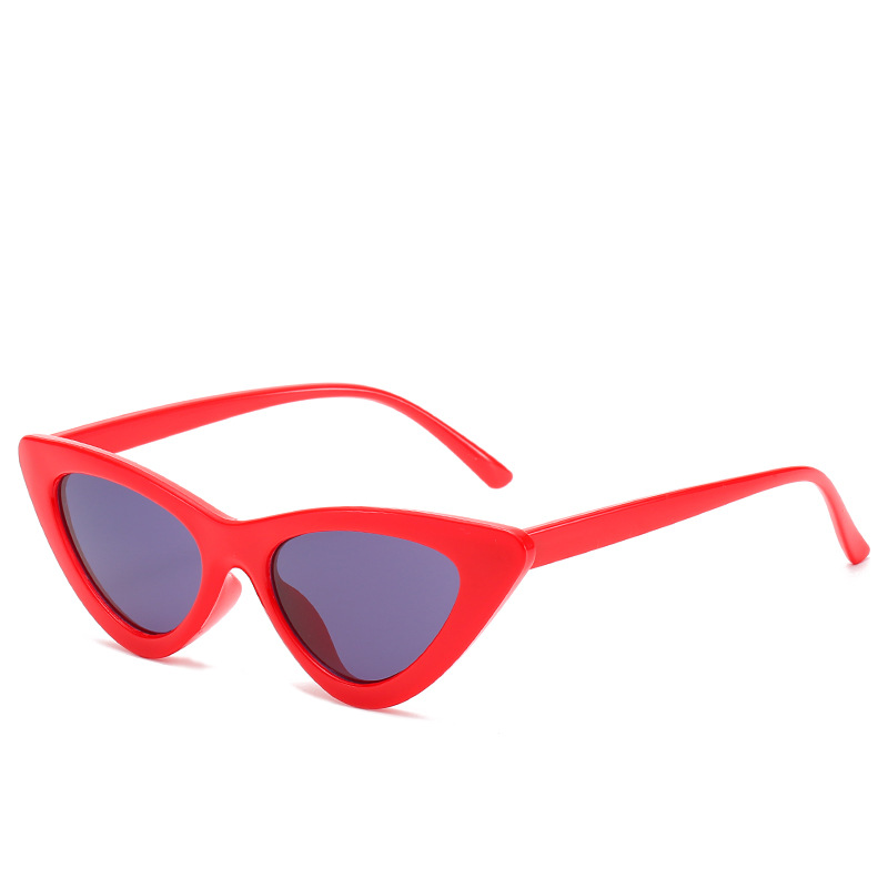 Cat eye solglasögon dam vintage små solglasögon  uv400 svarta nyanser retro cateye lunette de soleil femme oculos: Röd svart