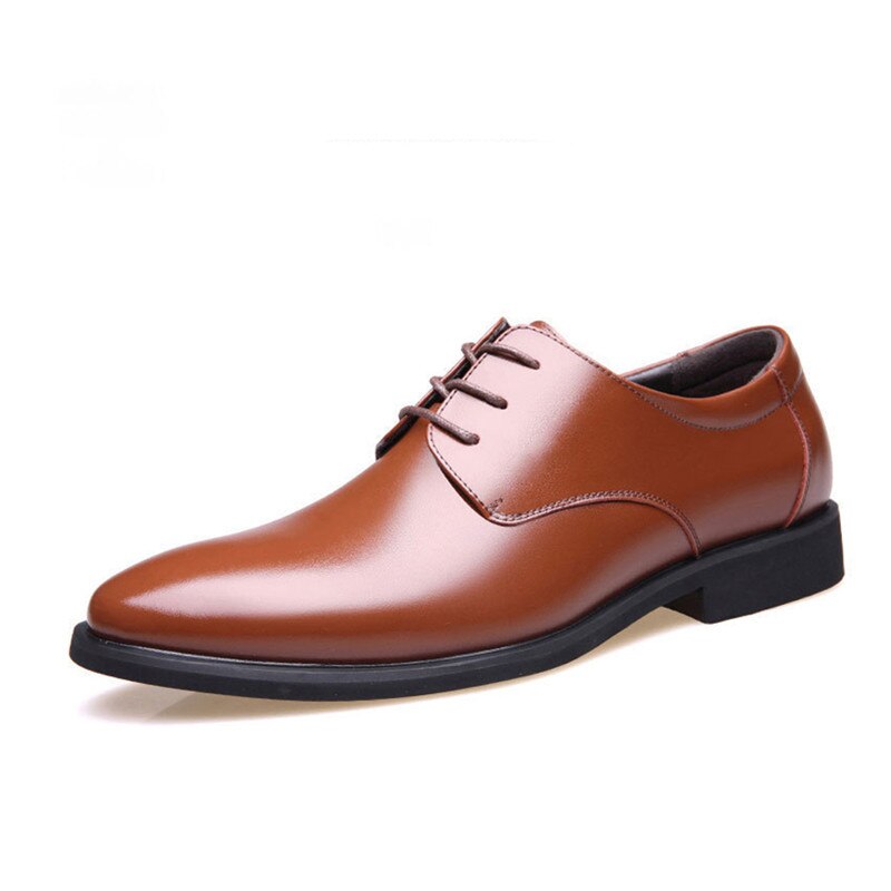 Mannen Lederen Veterschoenen - Ademende Business Casual Schoenen Met Spitse Neus