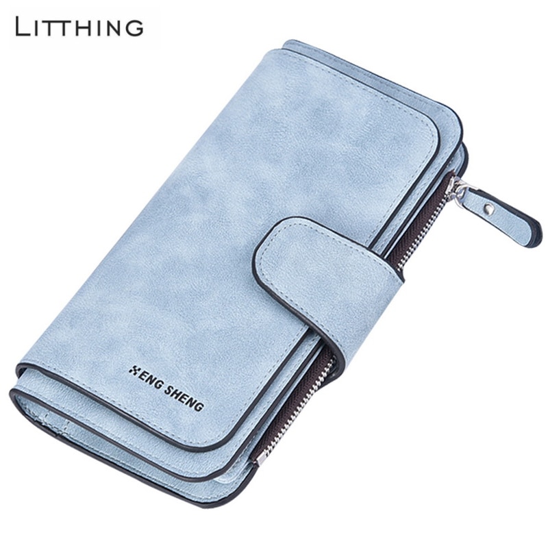 Litthing Pu Leather Women's Long Wallet Credit Card Clutch Purse Women's Wallet Matte Card Bag Buckle Multi-function Wallet