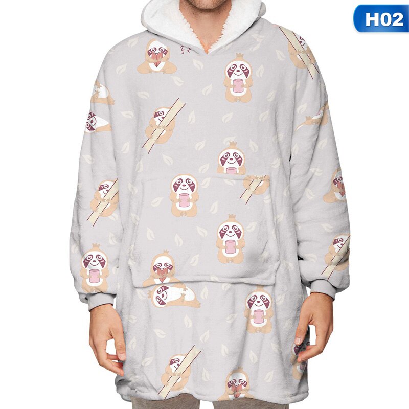 Deken hoodie draagbare deken luie deken trui met capuchon plus fleece capuchon thuis service: H02