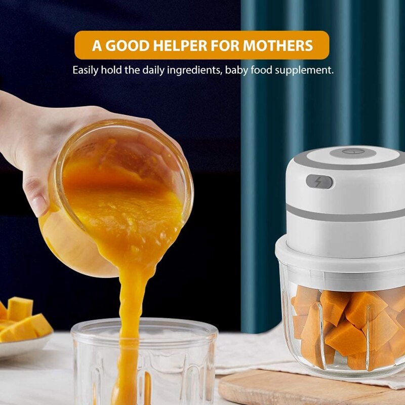 Cordless Electric Mini Food Slicer 150ML,Gl Bowl for Meat Vegetable