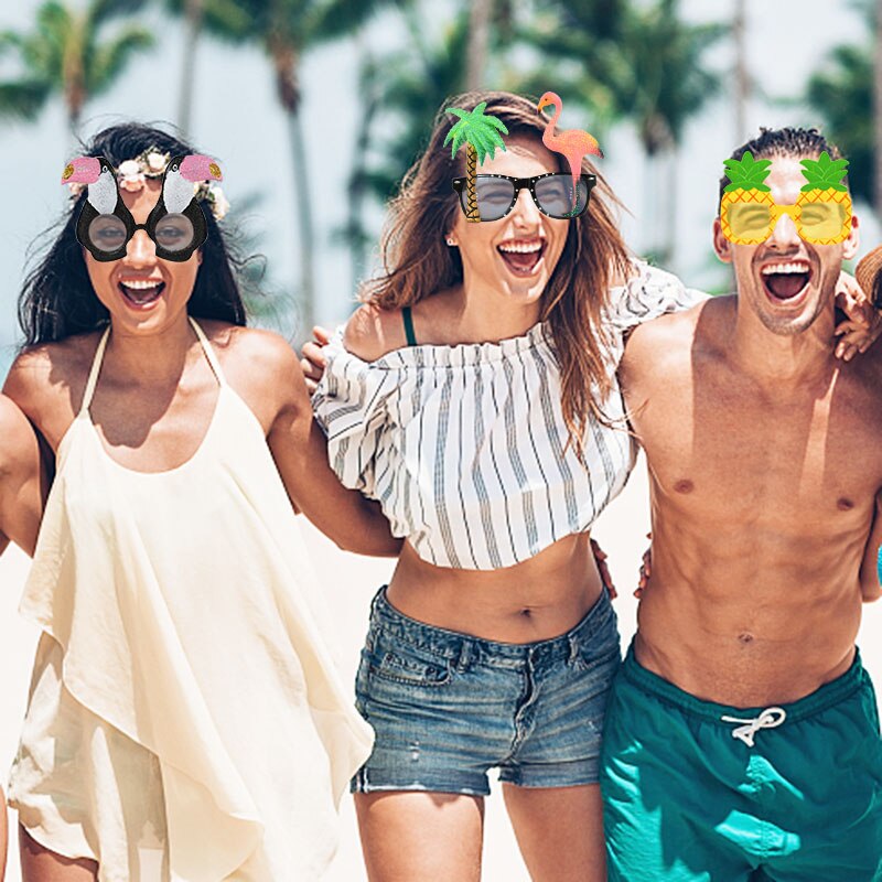 Gafas de sol hawaianas para , anteojos de sol con flamenco Tropical, Luau, piscina, playa, suministros de decoración, divertidas, accesorios para fotos, boda, 6 piezas