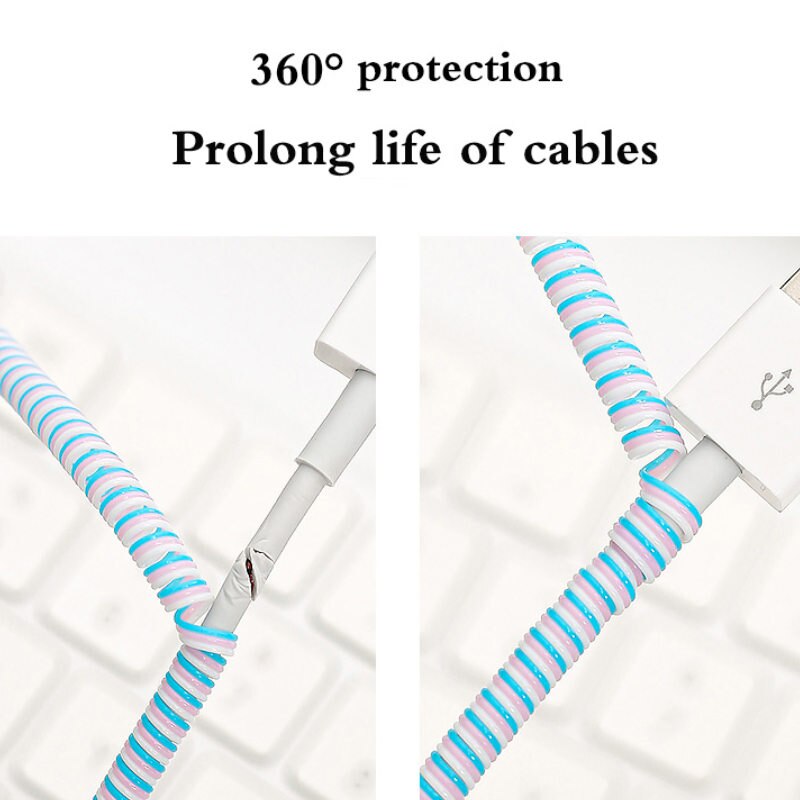 Protector de Cable para teléfono, cuerda de protección antirotura para Cable de carga USB, enrollador de datos para auriculares, 1,4 m