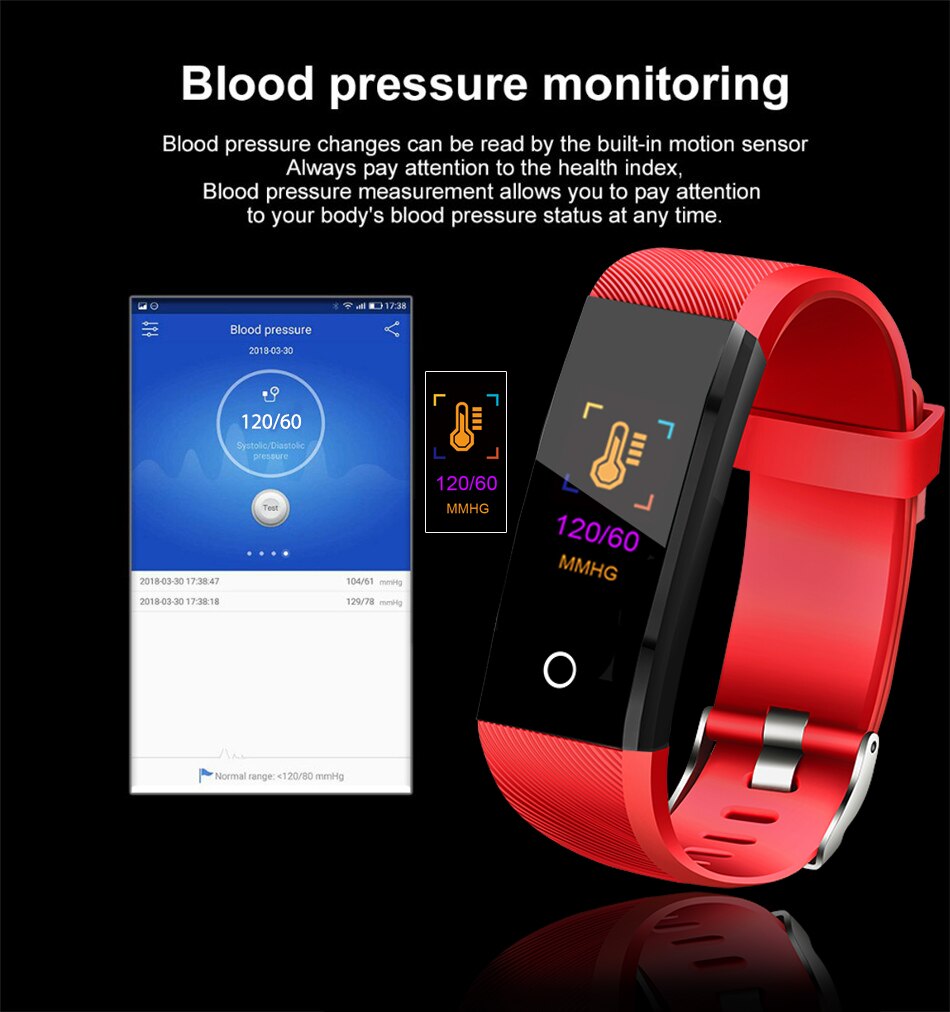 Smart armband sportklocka vattentät fitness tracker hälsoklocka blodtryck puls smart armband för kvinnor män+box