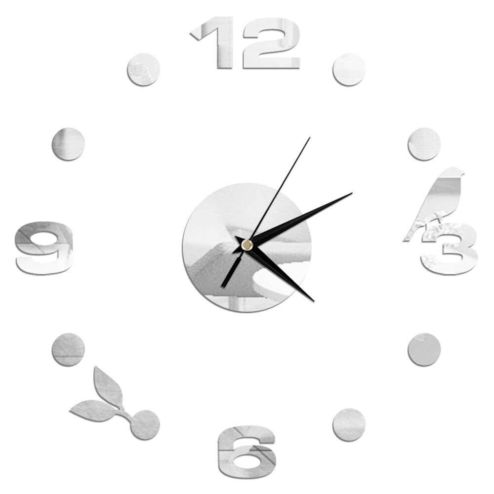 3D Wall Clock Mirror Wall Stickers DIY Wall Clocks Removable Art Decal Sticker Home Decor Living Room Quartz Needle: Silver 7