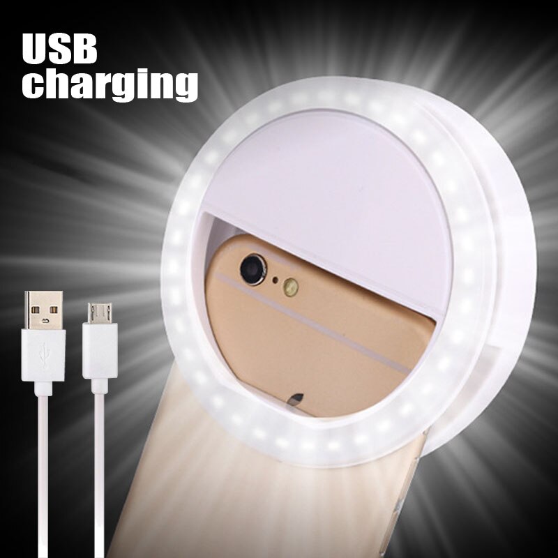 1pc móvil clip de luz selfie flash LED para smartphone móvil portátil redondo selfie linterna espejo