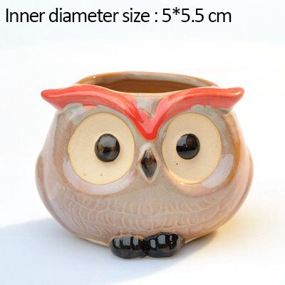 maison jardin décoration en céramique fleur Pos mignon hibou Miniature modèle Succulent Pot de fleur planteur décorations de bureau: A