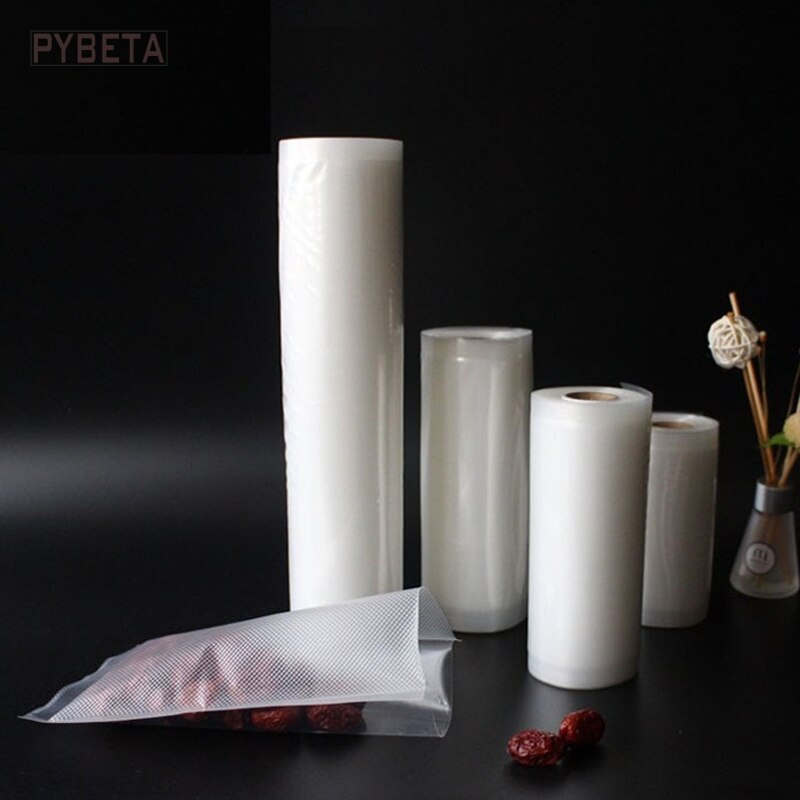 2 roll/lot- 5m long Clear PE vacuum bag Heat Sealed Cut Open Tube Punches Food packaging storage Package