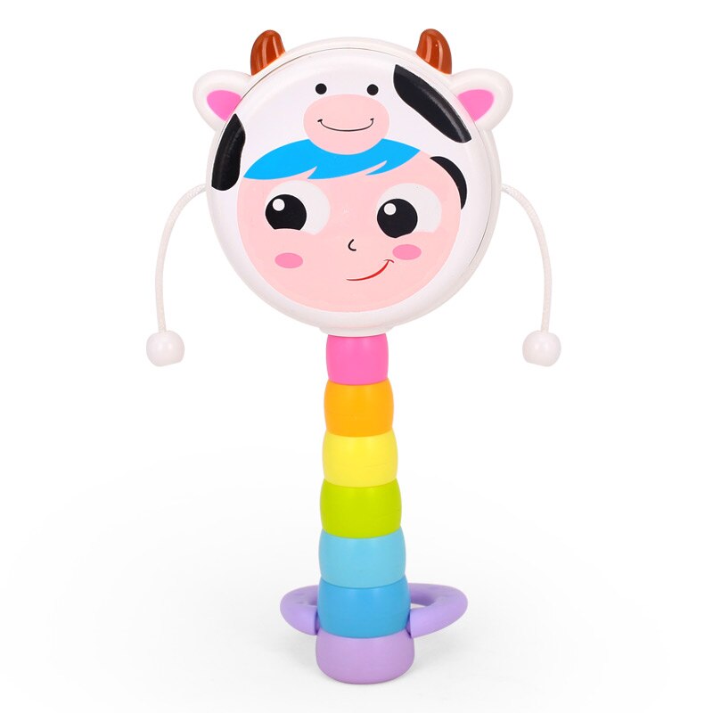 HOLA 969 bébé enfants dessin animé en plastique chinois traditionnel hochet tambour Spin fun jouets main cloche musique jouets