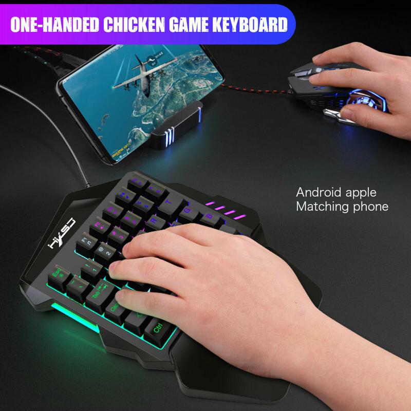 Mini Air Mouse One-Handed Mechanical Gaming Keyboard And Gaming Mouse RGB Backlit Portable Game Controller For PC PS4 Xbox Gamer