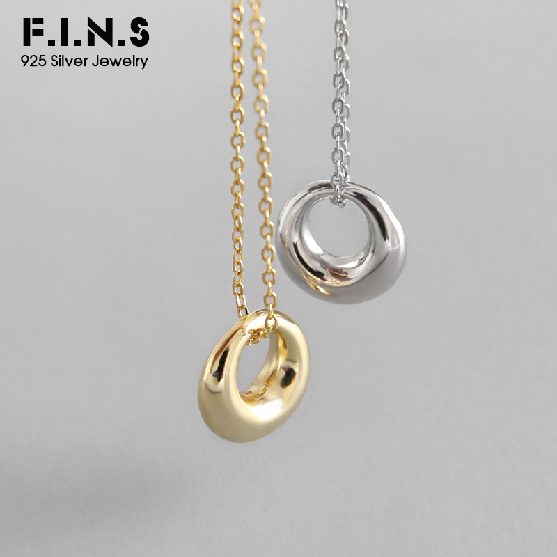 F.I.N.S S925 plata esterlina geométrica pequeño círculo redondo clavícula collar colgantes para mujeres joyería fina minimalista