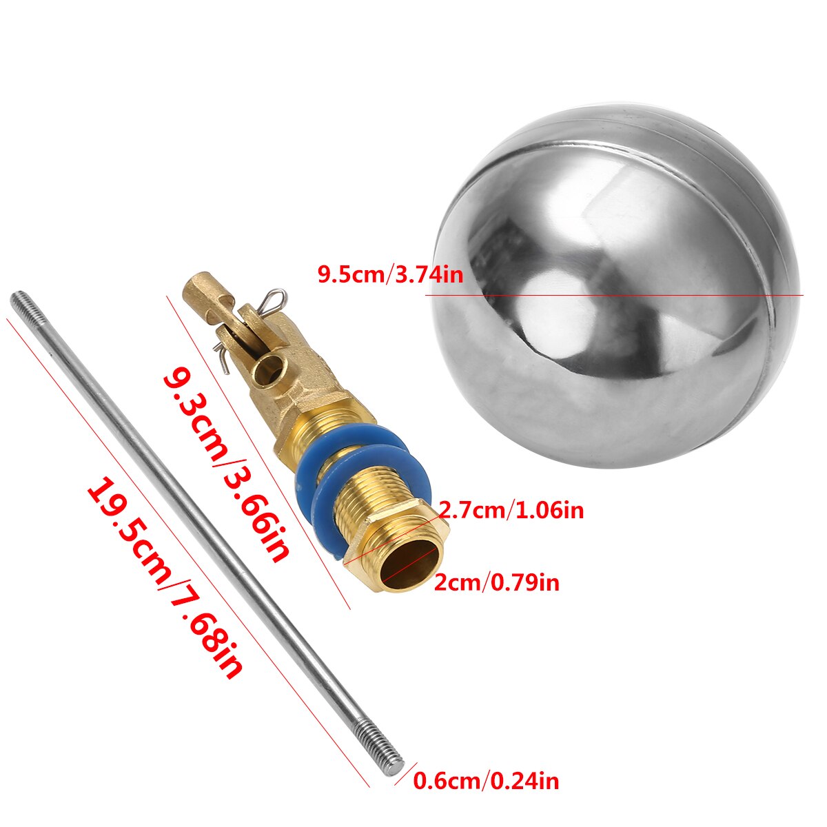 1/2&quot; Brass Ball Valve Cock Water Tank Liquid Level Stainless Steel High Pressure Float Valve Body Toilet Valve