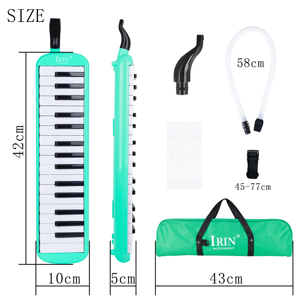IRIN Melodica 32/37 Keys Piano Keyboard Mouth Organ Harmonica Musical Instrument Beginner Children Educational Melodica: black