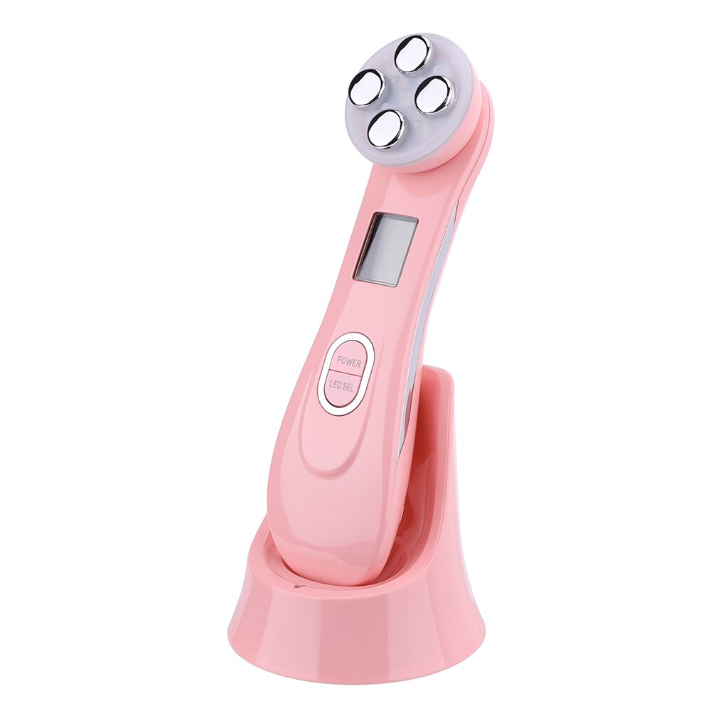 Dispositivo 5 en 1 de mesoterapia por electroporación para belleza facial, radiofrecuencia, fotones LED para rejuvenecimiento de la piel, arrugas: Pink no box