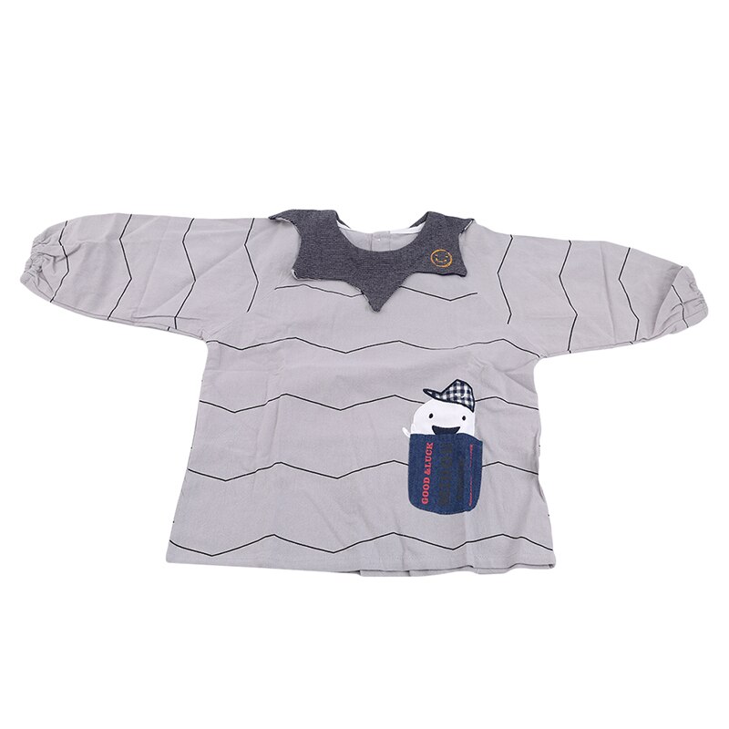 Baby Slabbertje Lange Mouw - Waterdicht Cartoon Polyester Katoen - Unisex Babyverzorging: Grijs