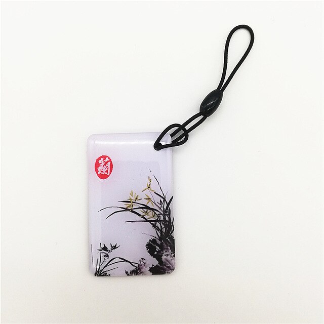Chinese Elements 13.56MHZ MF 1K S50 FM11RF08 F08 NFC Transparent Trops of Glue Card RFID Key Tag Key Ring Token Keychain: Flower 3