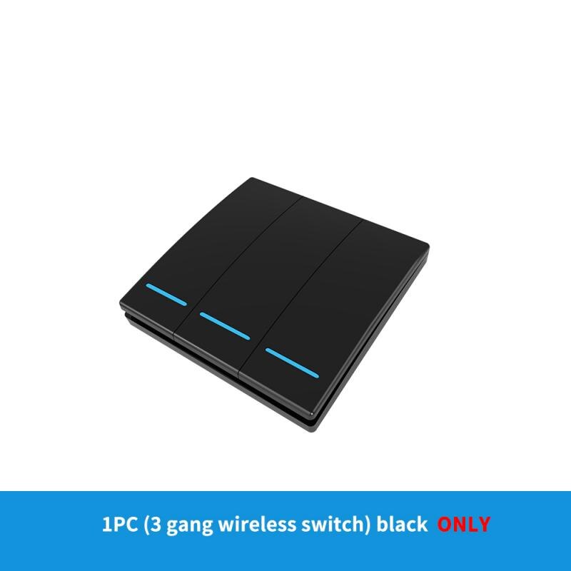 1/2/3 Gang Tuya ZigBee Wireless 6 Scene Switch Push Button Controller Battery Powered Automation Scenario For Tuya Devices: 3-Gang Black