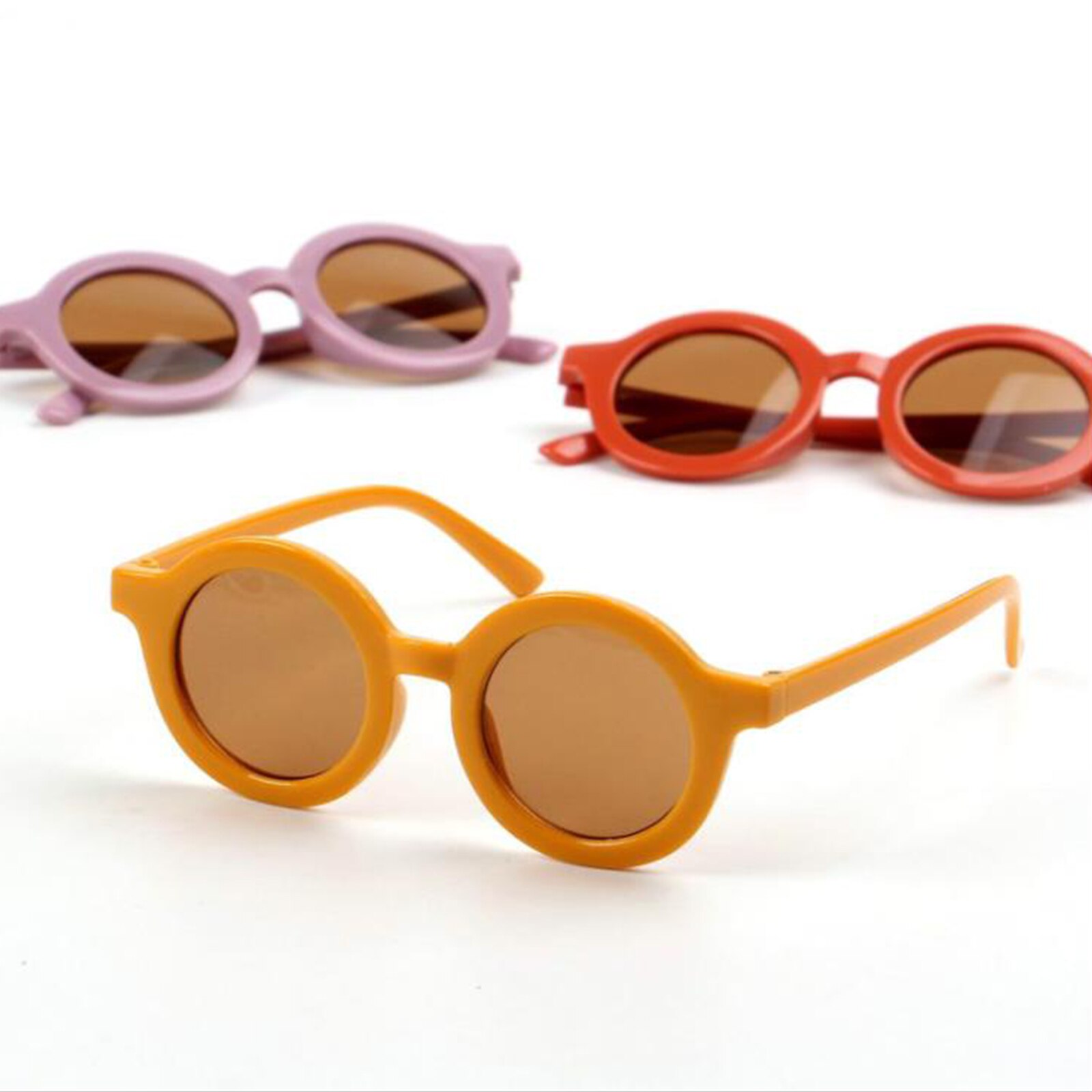 Kinderen Jongen Meisje Zonnebril Zuigeling Retro Leisure Uv400 Bescherming Eyewear Ultraviolet-Proof Ronde Bril Lenzenvloeistof Voor Kids