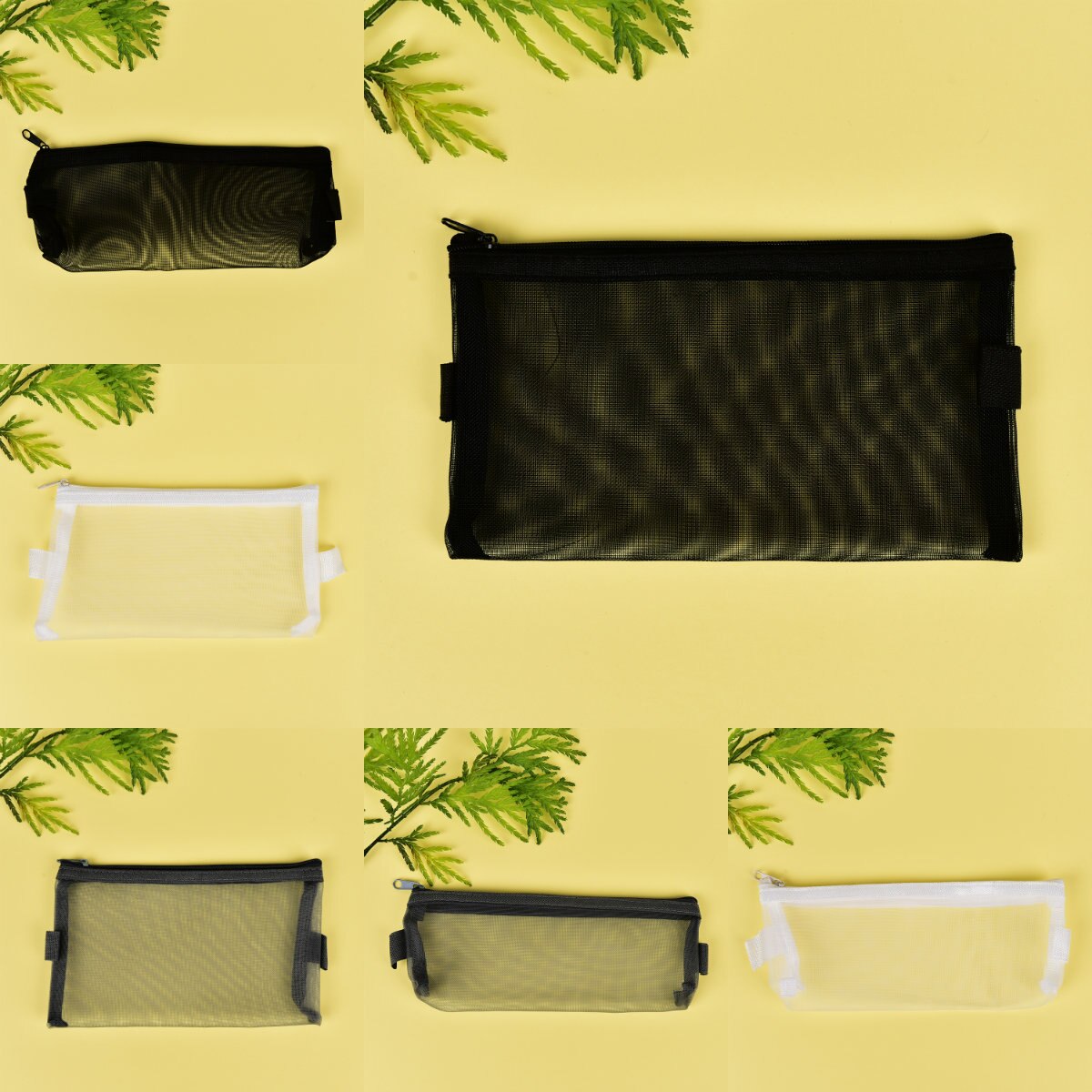 Net Yarn Transparent Pencil Case Lapices Bags Stationery Kit Students Zip File Bag School Supplies